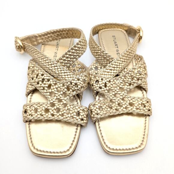Stuart Weitzman Thea Flat Sandal Women's Ankle Strap Gold Size US5.5B EU36 - Picture 11 of 11